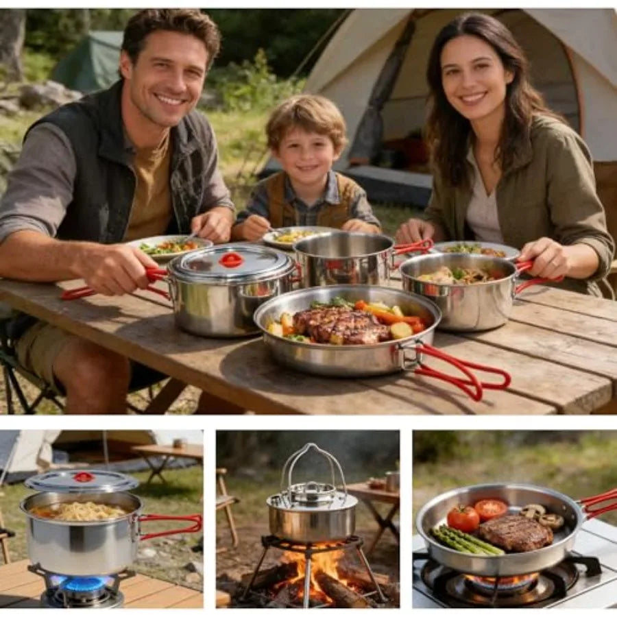 OLOEY Nesting 11 Pcs Camping Cookware Set For Outdoor Meals