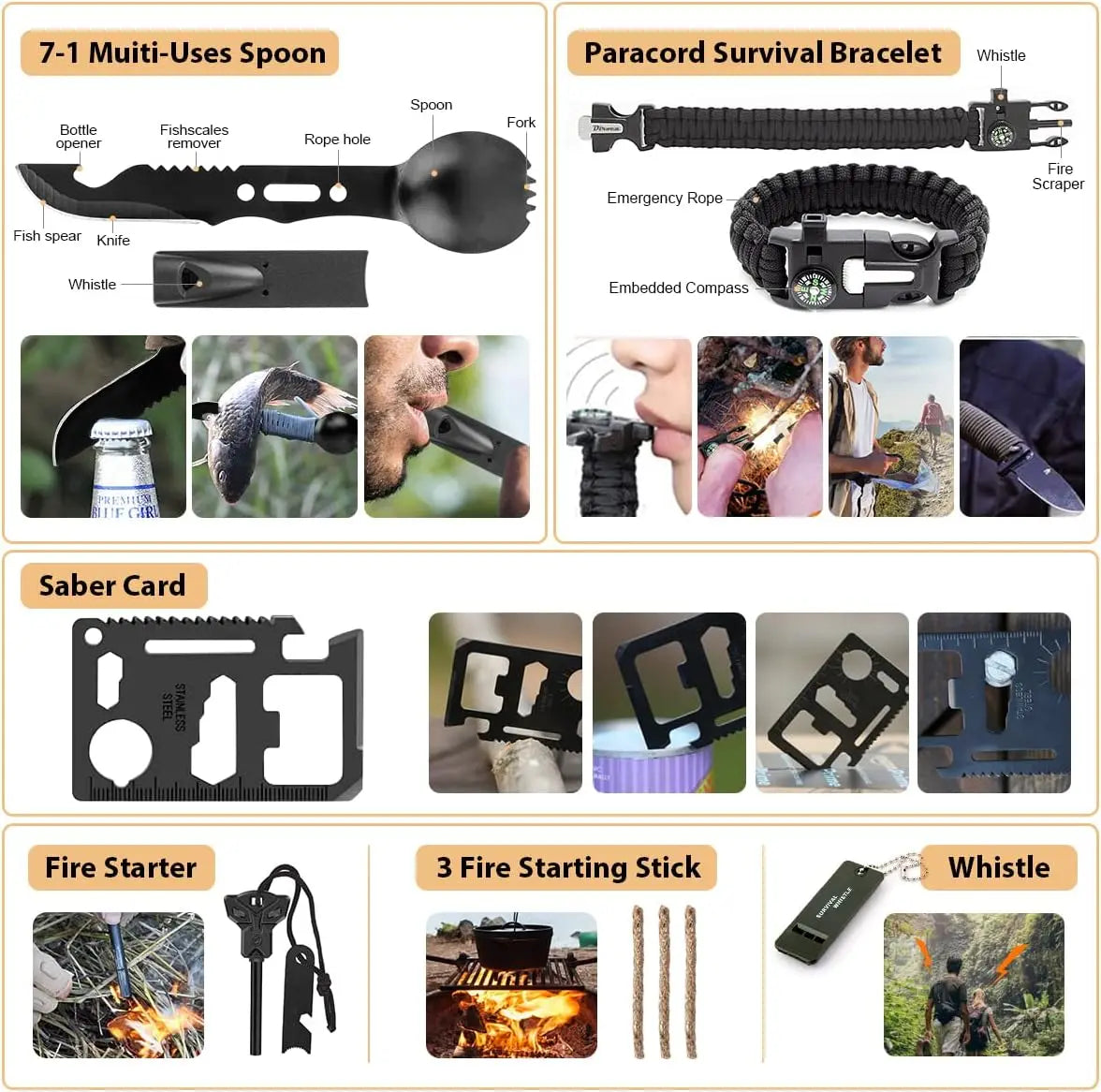 Emergency Survival Kit 250-Piece With First Aid Outdoor Molle Bag