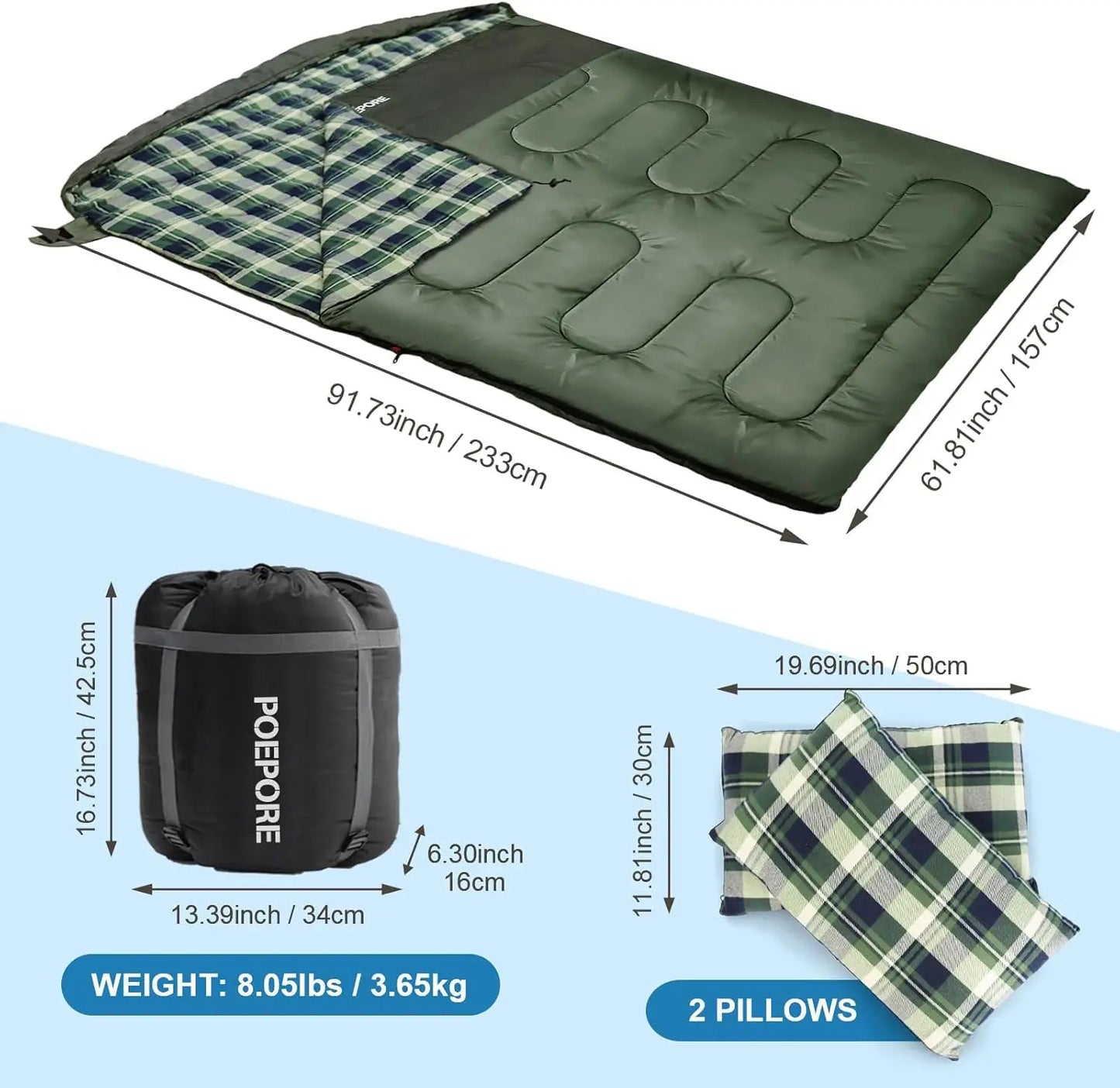 Sleeping Bag For Adults With Pillows For Cold Weather Camping