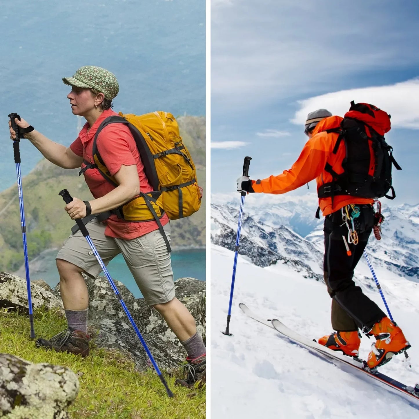 NONECN Ultralight 3-Section Trekking Poles Aluminum Telescopic Nordic Walking